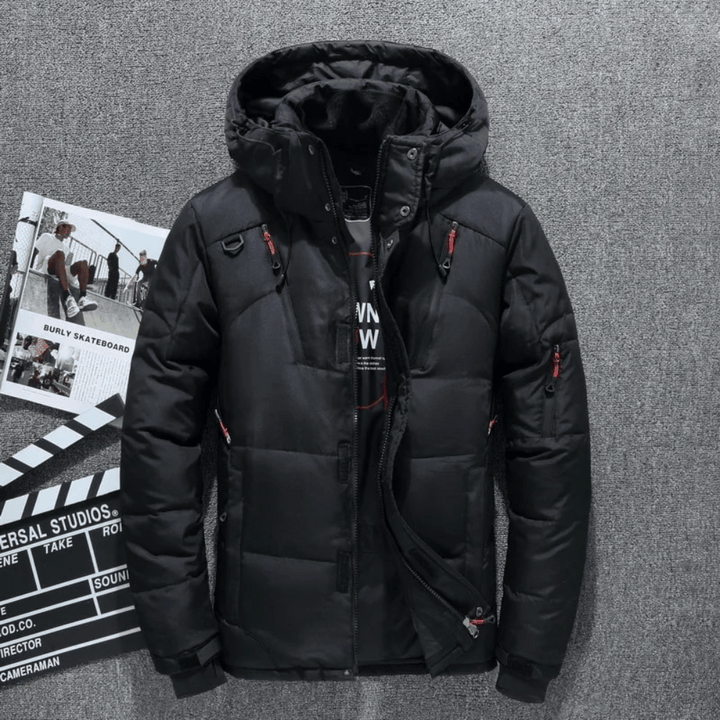 Stylová pánská outdoorová zimní bunda s odnímatelnou kapucí