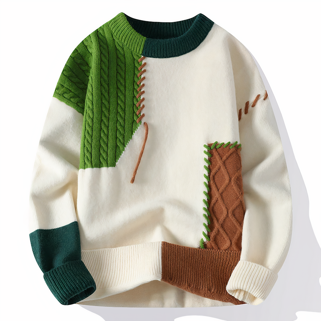 Daveův útulný pletený svetr Patchwork