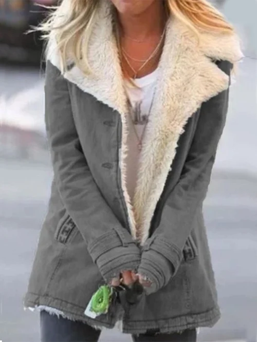 Dina - Kožená sherpa bunda s příjemnou fleecovou podšívkou a trendy vintage stylem pro ženy