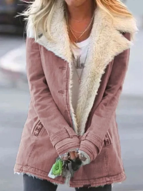 Dina - Kožená sherpa bunda s příjemnou fleecovou podšívkou a trendy vintage stylem pro ženy
