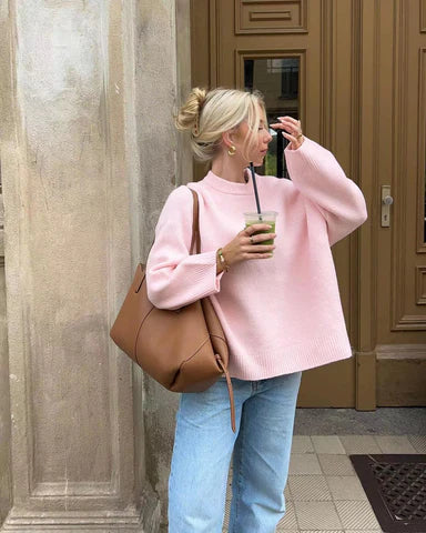 Ella - Luxusní světr nadměrné velikosti s pohodlným kulatým výstřihem