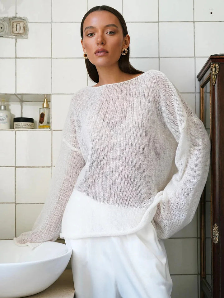 Eva - stylový lehký pletený svetr s elegantními širokými rukávy
