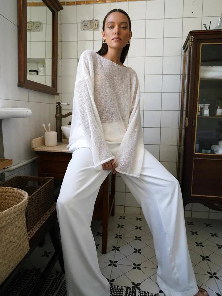 Eva - stylový lehký pletený svetr s elegantními širokými rukávy