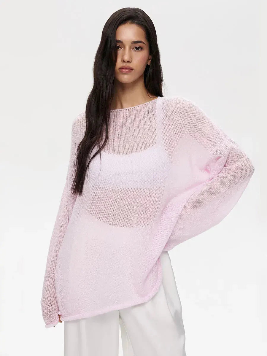 Eva - stylový lehký pletený svetr s elegantními širokými rukávy