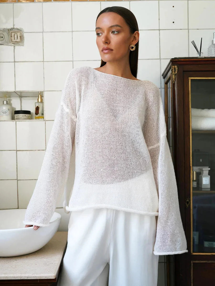 Eva - stylový lehký pletený svetr s elegantními širokými rukávy