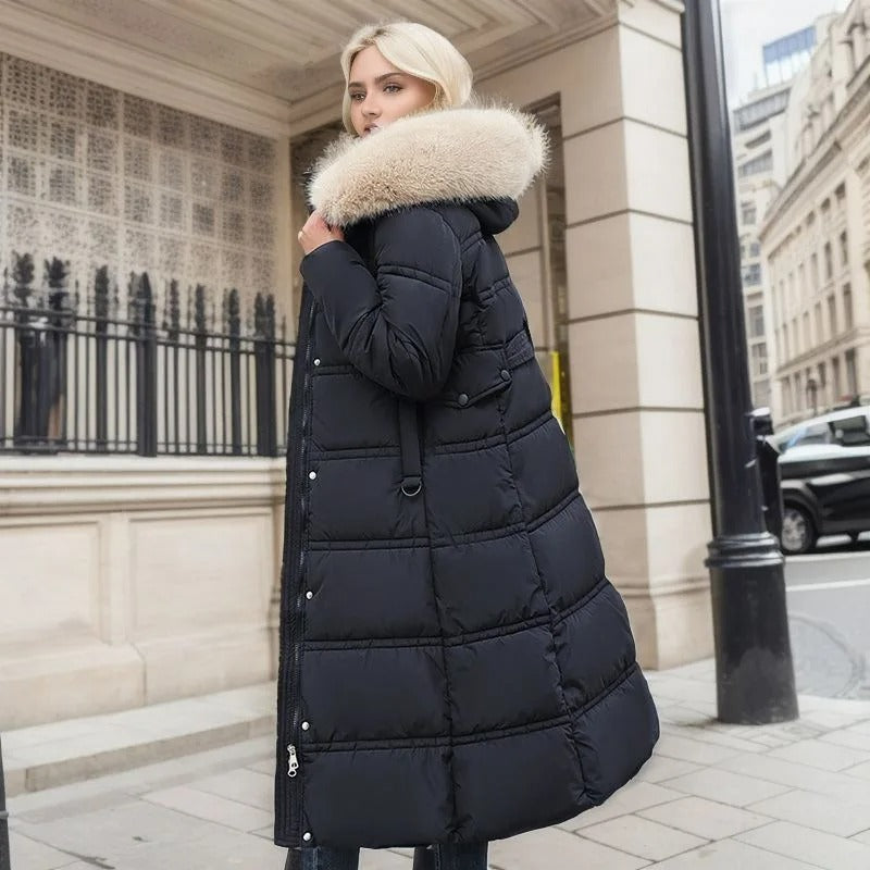 Freya - Luxe dlouhá zimní bunda s stylovým kožešinovým límcem pro ženy
