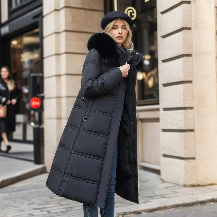 Freya - Luxe dlouhá zimní bunda s stylovým kožešinovým límcem pro ženy