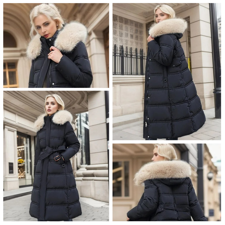 Freya - Luxe dlouhá zimní bunda s stylovým kožešinovým límcem pro ženy