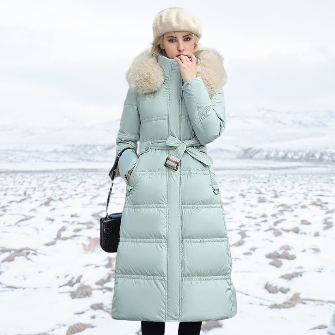 Freya - Luxe dlouhá zimní bunda s stylovým kožešinovým límcem pro ženy