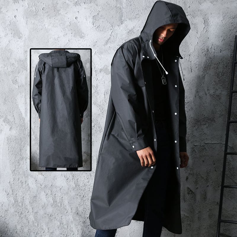 Noah - stylový dlouhý nepromokavý kabát ve svůdné tmavě černé barvě