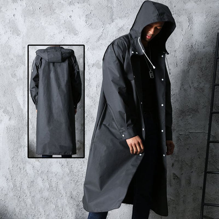 Noah - stylový dlouhý nepromokavý kabát ve svůdné tmavě černé barvě