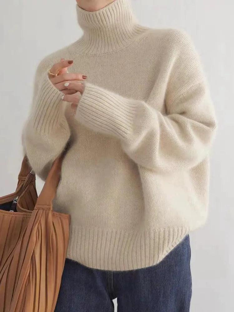 Collection - Luxusní pletený světr s elegantním vysokým límcem