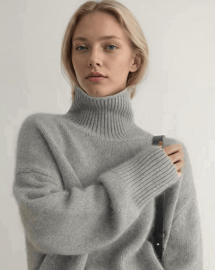 Collection - Luxusní pletený světr s elegantním vysokým límcem
