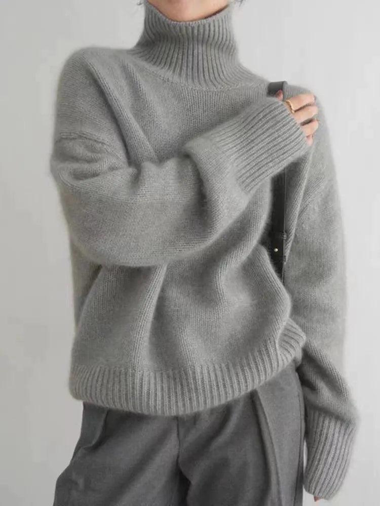 Collection - Luxusní pletený světr s elegantním vysokým límcem