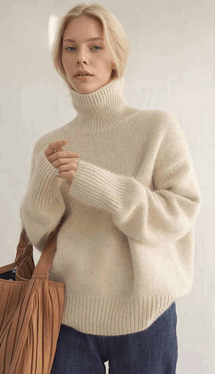 Collection - Luxusní pletený světr s elegantním vysokým límcem