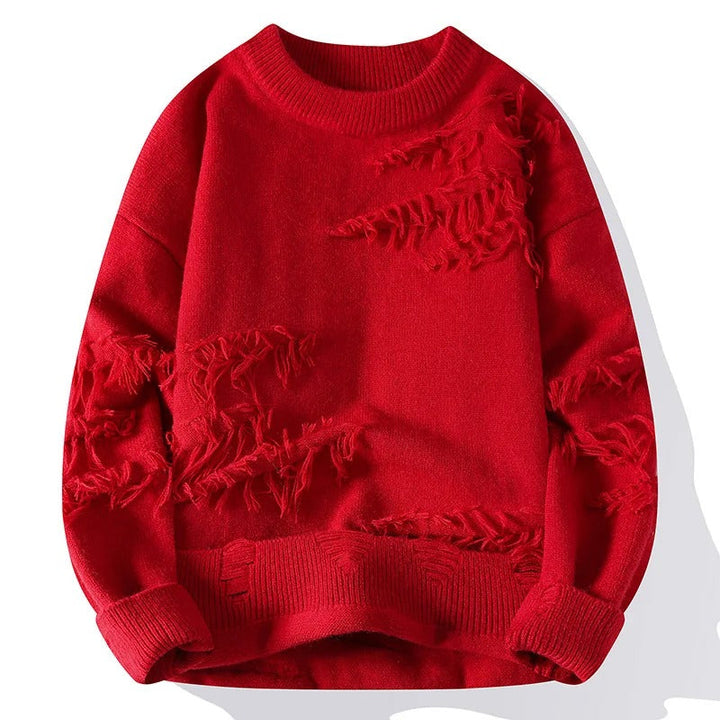 Trendy ležérní pánský světr s roztrhanými detaily