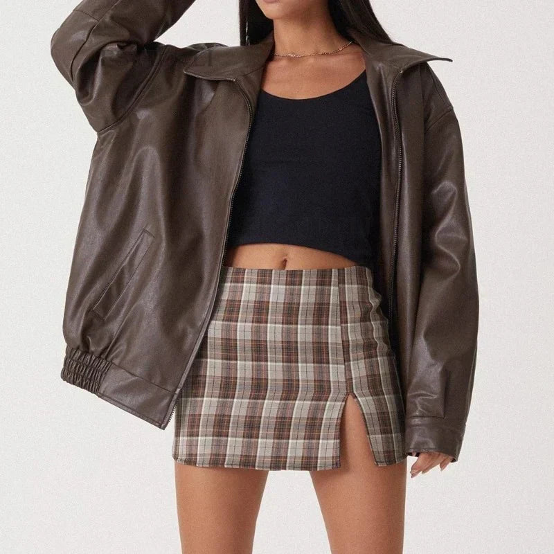 Trendy Oversized Lněná Dámská Bunda