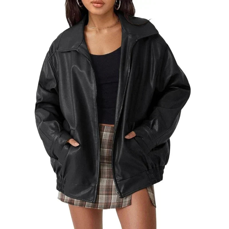 Trendy Oversized Lněná Dámská Bunda