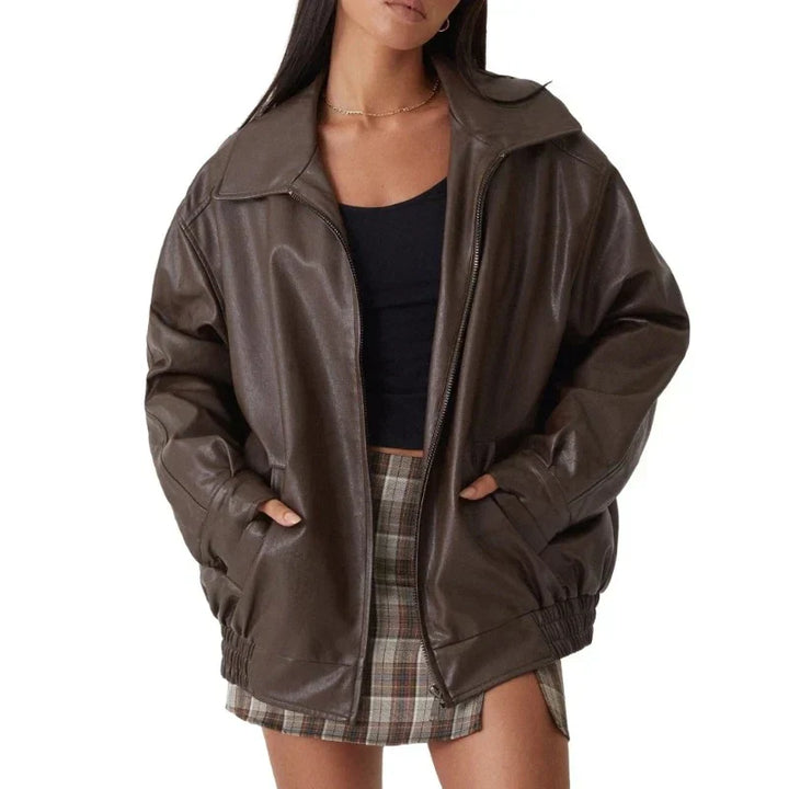 Trendy Oversized Lněná Dámská Bunda
