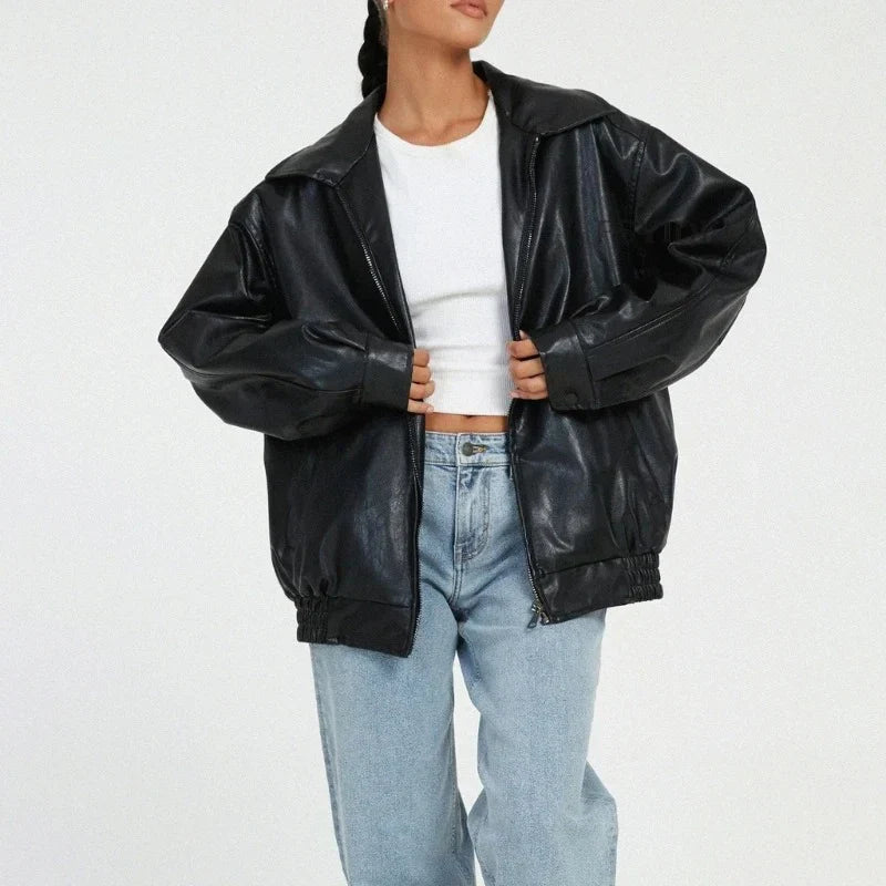 Trendy Oversized Lněná Dámská Bunda