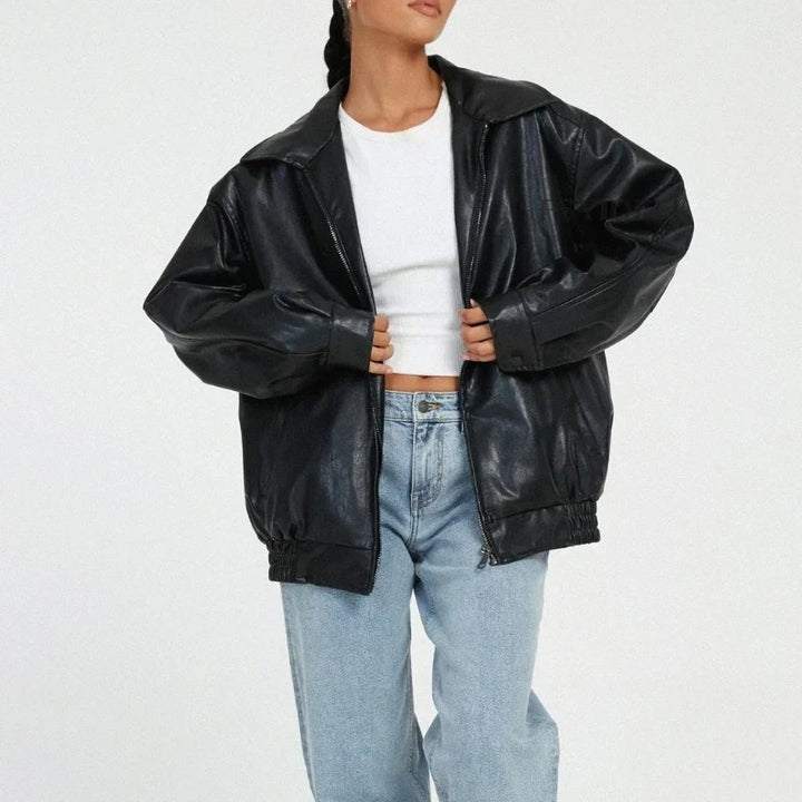 Trendy Oversized Lněná Dámská Bunda