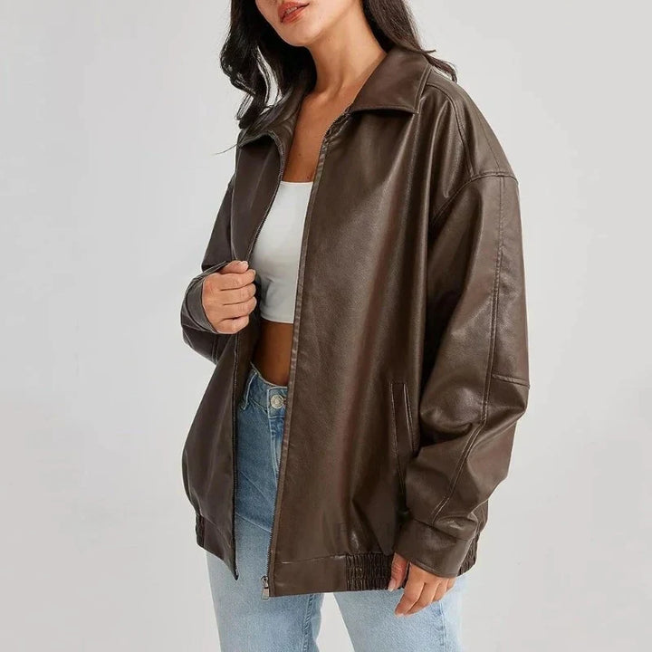 Trendy Oversized Lněná Dámská Bunda