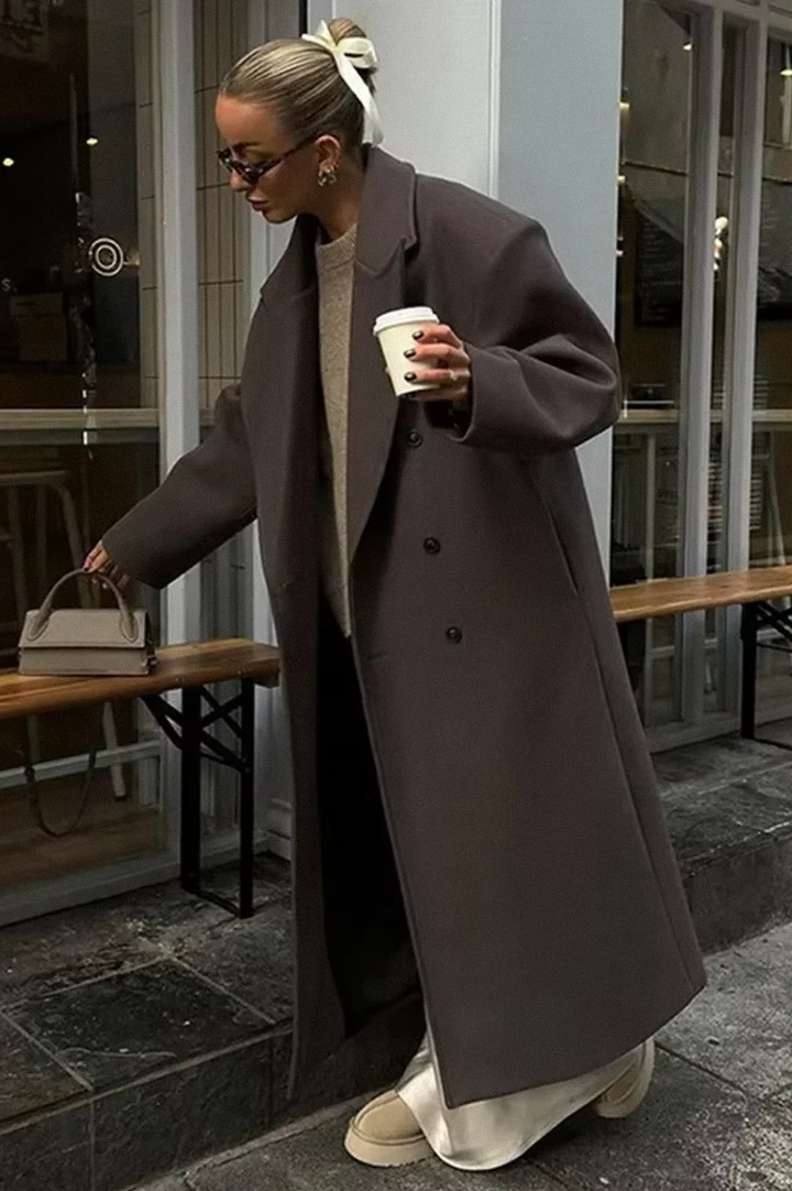 Elegantní dlouhý zimní kabát pro ženy