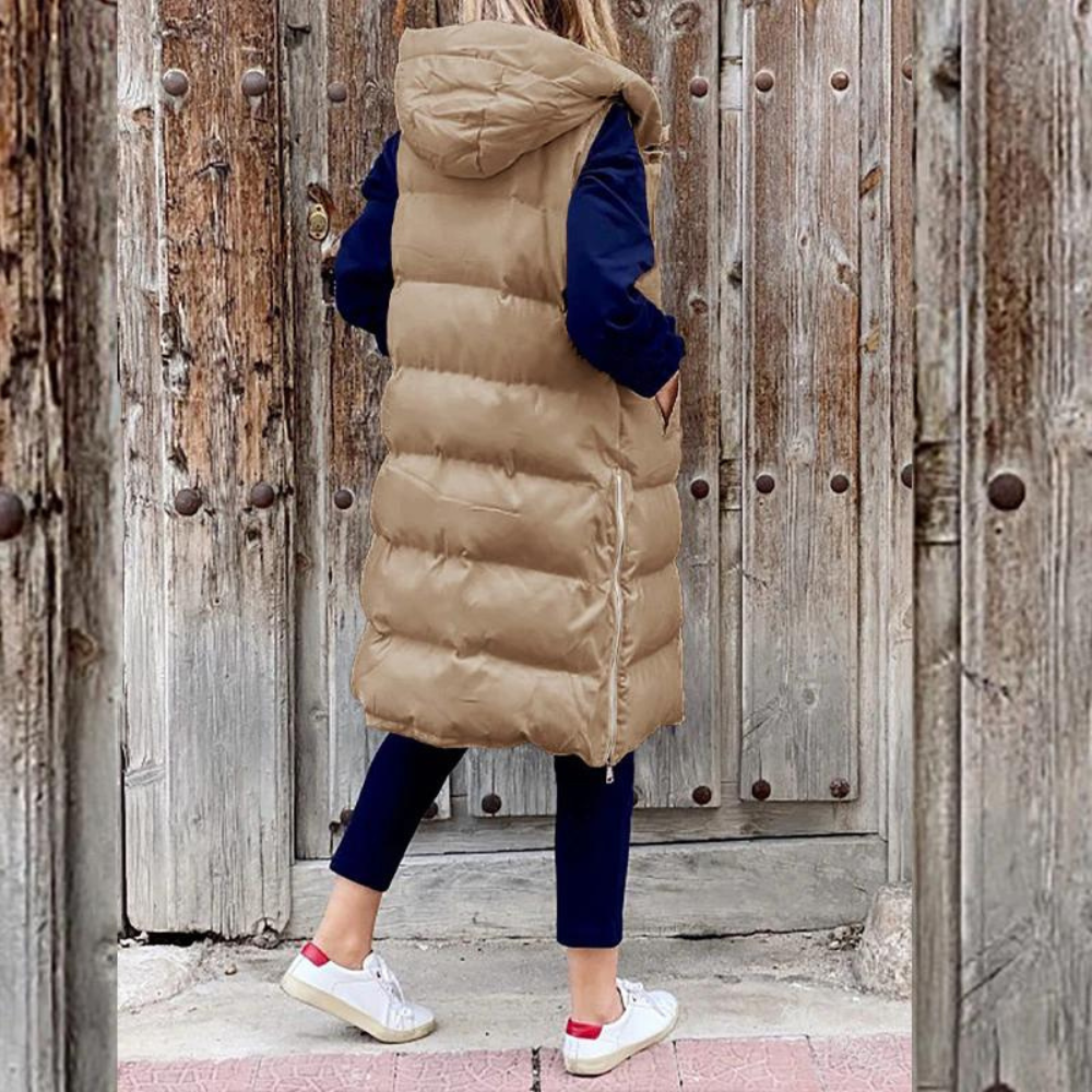 Luxe Lange Bodywarmer s teplou podšívkou a stylovou kapucí