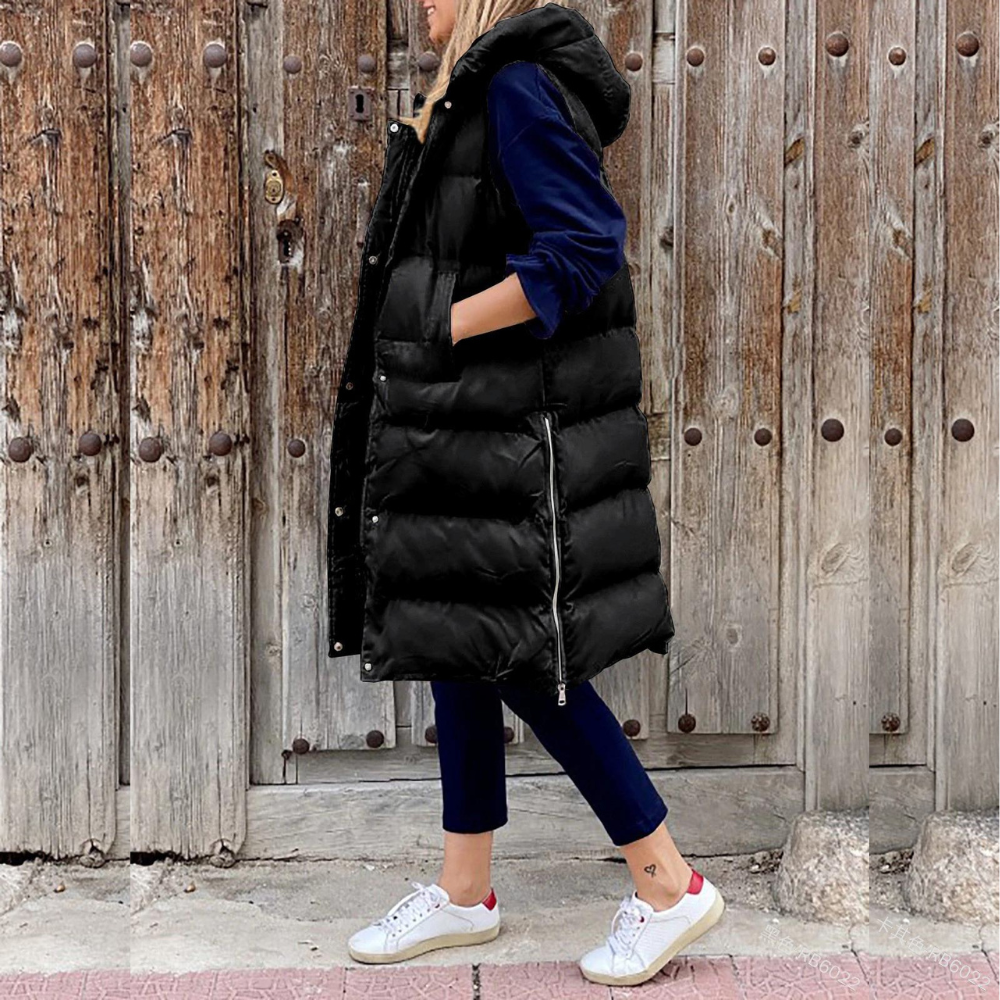 Luxe Lange Bodywarmer s teplou podšívkou a stylovou kapucí