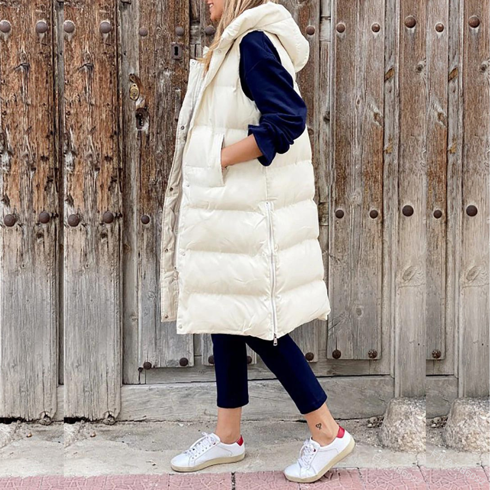 Luxe Lange Bodywarmer s teplou podšívkou a stylovou kapucí