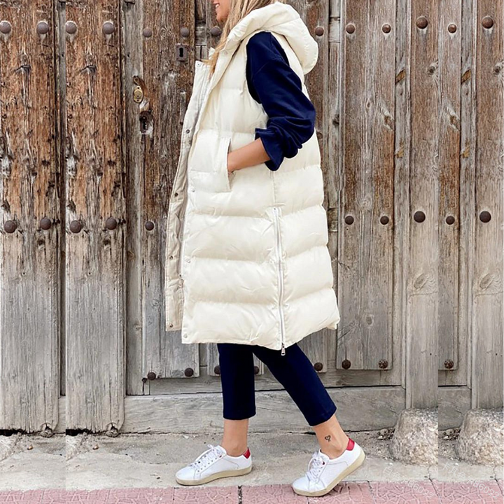 Luxe Lange Bodywarmer s teplou podšívkou a stylovou kapucí