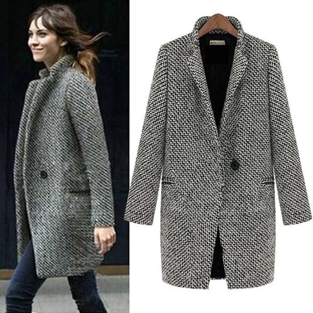 Trendy dlouhý dámský kabát pro stylový vzhled