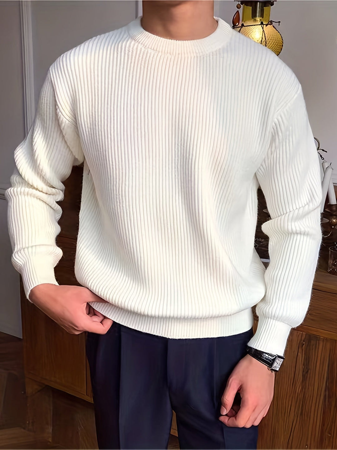 Stylový světr | Pletený pánský světr s kulatým výstřihem