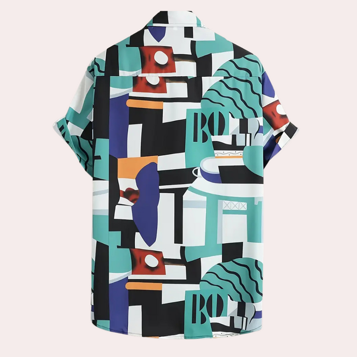 Stylová pánská halenka s moderním geometrickým vzorem