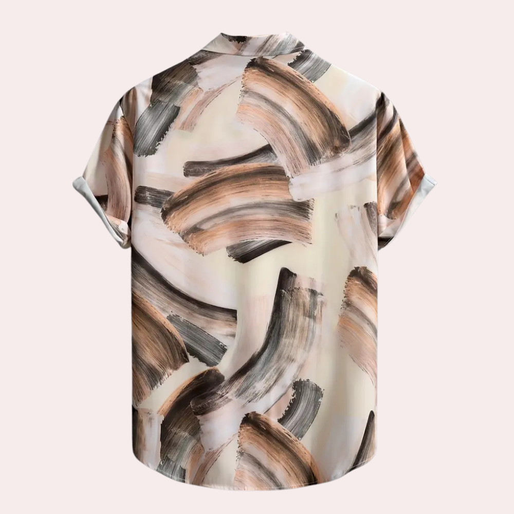 Stylová pánská košile s uměleckým malířským vzorem