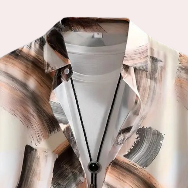 Stylová pánská košile s uměleckým malířským vzorem