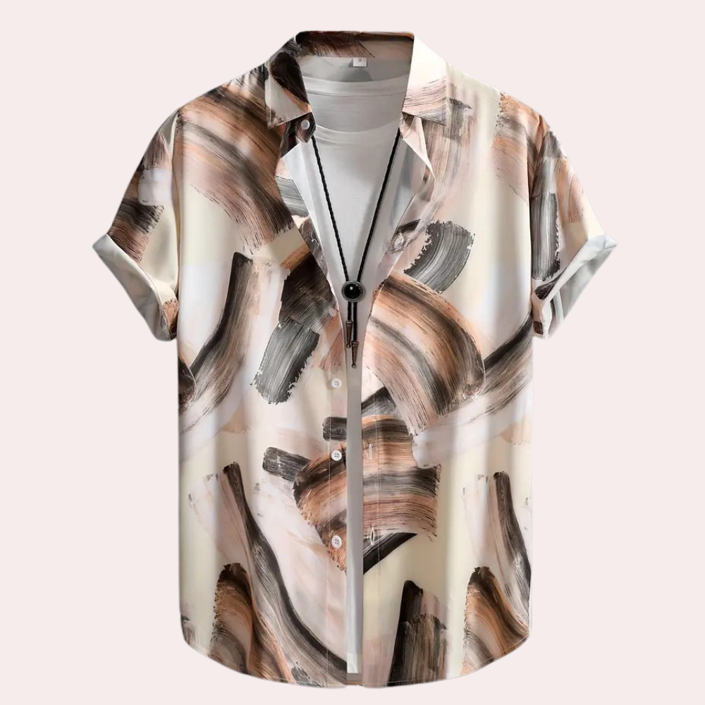 Stylová pánská košile s uměleckým malířským vzorem