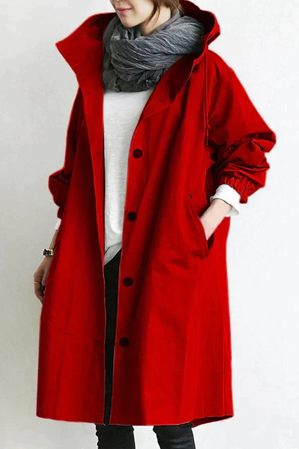 Trendy městský plášť s stylovou oversized kapucí pro dámy