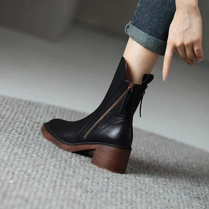 Elegantní Vintage kožené vysoké podpatky pro ženy