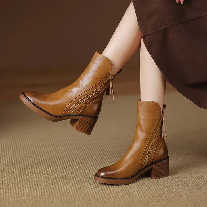 Elegantní Vintage kožené vysoké podpatky pro ženy