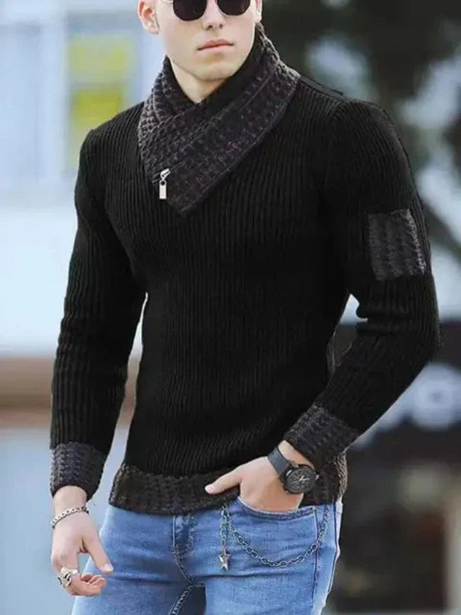 Stylový teplý světr s výstřihem do V pro módní muže