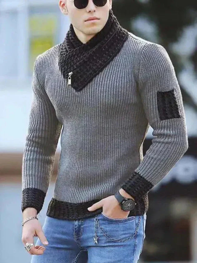 Stylový teplý světr s výstřihem do V pro módní muže