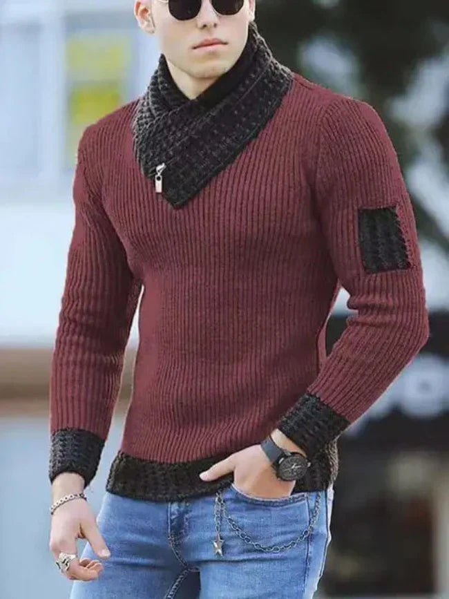 Stylový teplý světr s výstřihem do V pro módní muže