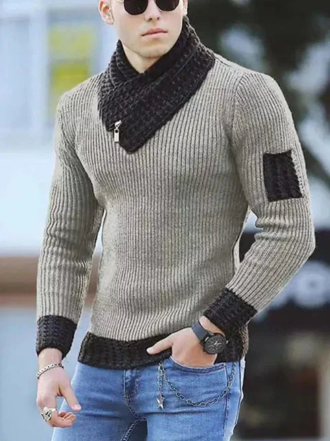 Stylový teplý světr s výstřihem do V pro módní muže