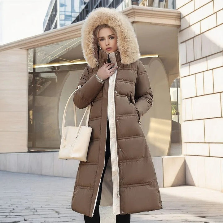 Elegantní a pohodlný dlouhý zimní kabát pro ženy