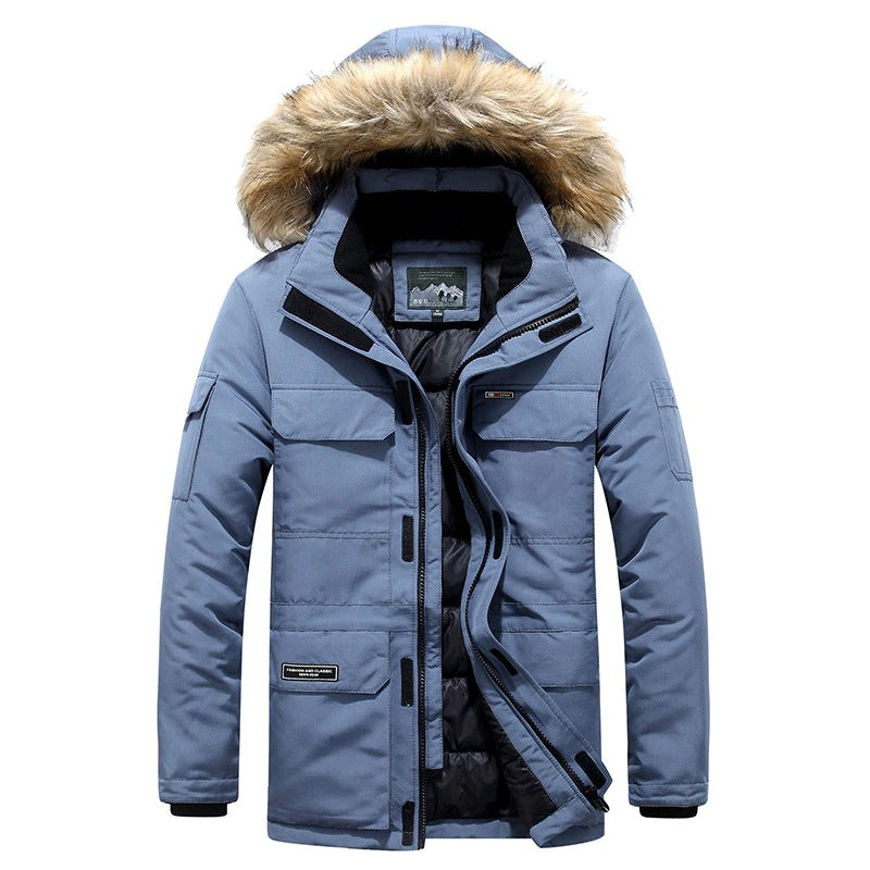 Stylový zimní kabát z luxusní imitace fleece pro muže