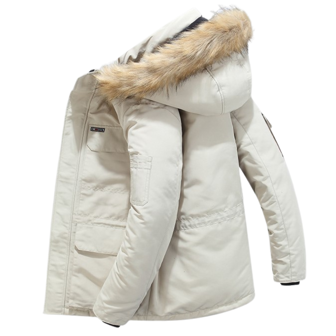 Stylový zimní kabát z luxusní imitace fleece pro muže
